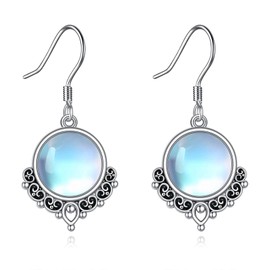 Moonstone Earrings for Women 925 Sterling Silver Bohemian Dangle Drop Earrings Jewelry Gifts (G-Bohemia Moonstone)