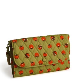 Vera Bradley Premium Cotton Wildwood Wallet Crossbody, Tiny Tomatoes Palm