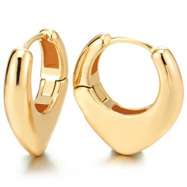 Stylish Gold Tone Heavy Hope Earrings, Statement Earrings, Huggie Hinged Hoop Earrings, Everyday Jewellery, Alloy Steel, No Gemstone