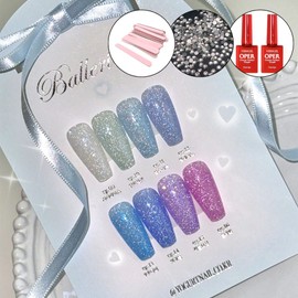 classic nail Yogurt Gel Ballerina 2 Reflective Glitter Gel 8-piece Set + 2 Top Gels / 요거트젤 발레리나 2 반사 글리터젤 8종 세트+탑젤2개