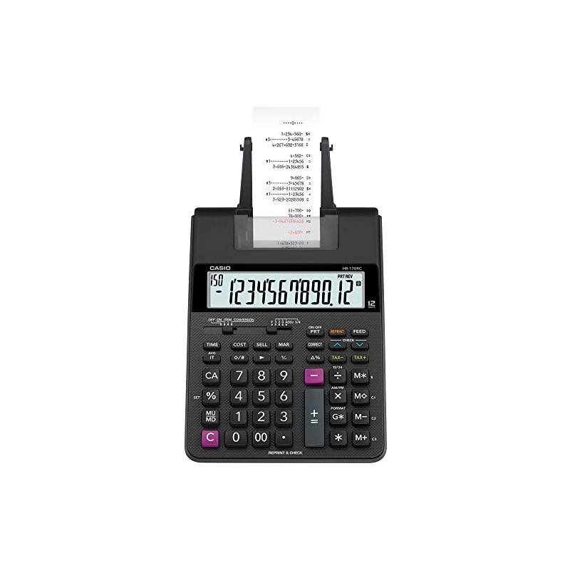 Casio HR-170RC Calculadora de impresión, negro, 2.6" x 6.5" x