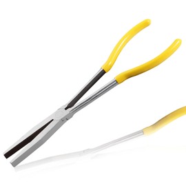 LEONTOOL Long Reach Flat Nose Pliers 11-inch Duck Billed Pliers with Serrated Jaws for Automotive Repair Mechanical Work, Long Reach Plier for Hard to Reach Narrow Spaces & Limited Clearance Areas