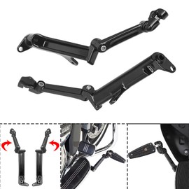 HIYOYO Black Adjustable Frame Mounted Highway Peg Mounts with Extended Arm For Harley Touring 2009-2020