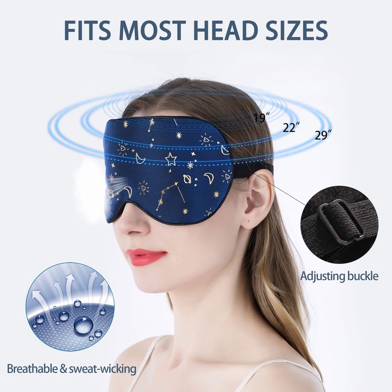 townssilk 100% Silk Sleep mask with Adjustable Strap,Comfortable and Super