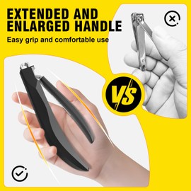 Nail Clippers for Men with Catcher, Anti Splash Self-Collecting Finger Nail Clippers Adult with Ergonomics Long Handle, Heavy Duty Large Toenail Clippers for Thick Nails for Seniors Nail Cutter