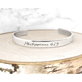 Gracefully Made Jewelry Philippians 4:13 Cuff Bracelet I Can Do All Things Through Him Who Gives Me Strength