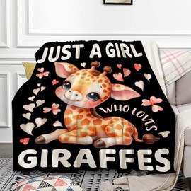 Just A Girl Who Loves Giraffes Blanket for Girls Giraffe Gifts for Women Soft Cozy Flanne Throw Blanket for Bed Couch Outdoor 40x50inches