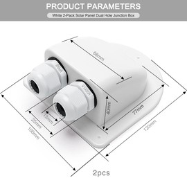 VooGenzek 2 Pieces Waterproof ABS Solar Double Cable Entry Gland, IP68 Solar Cable Input Socket for Cable 6-12 mm, for Solar Panels of Motorhome, Caravan, Boat