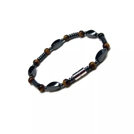 Accents Kingdom Men's Magnetic Hematite Tiger's Eye Bead Bracelet 8.5"