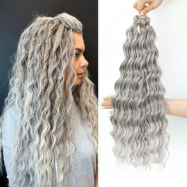 MLETULIPS Curly Crochet Braiding Hair Extensions Deep Wave Braiding Hair Ocean Wave Crochet Hair Soft Synthetic Bohemian Curly Water Wave Crochet Braids for Women (T10/56C#, 20 inch/3 pack)