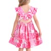 Yousie 3t 4t Toddler Girl Summer Dress Pink Flamingo Bowknot Ruffle Dress Tie Back Casual Twill Party Dress