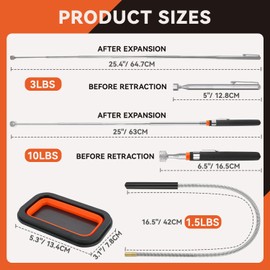 LOZAGU 4 Pack Telescoping Magnet Pick-up Tool Set with Magnetic Parts Tray, Extendable Magnetic Pick Up Tools & Flexible Magnet Pickup Tool