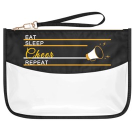Cheer Makeup Bag Funny Cheerleader Cheerleading Gift Clear PVC Cosmetic Bag Cheer Teams Gifts Birthday Christmas Graduation Gift for Girls Women Cheer Sister Oxford Cloth Zipper Travel Toiletry Pouch