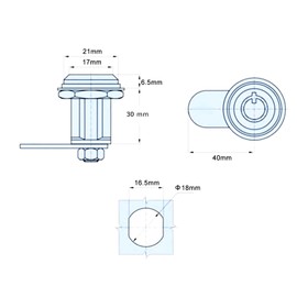 Hicello Cylinder Tubular Cam Lock Ø18mm x 30mm Barrel 90 Degree 2 Keys for Residential Mail Box Lift Cabinet Loft Latch Utilties Infrastructure Tubular Round Key