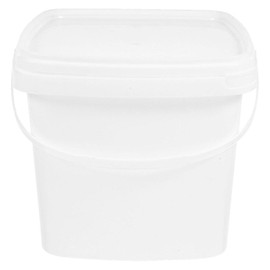 Holibanna Paint Buckets Plastic Ice Cream Tub with Lid 3L White Square Pails with Handle for Food Water Wash Camping Fishing