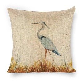 Icotoibabie Fall Strolling Heron Beach Throw Pillow Cover 18×18 Inch Linen Pillowcase Double Sided Bedroom Decor,for Sofa Car Bedroom Cushion Cover