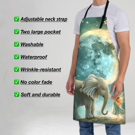 Turamurra Elephant Apron for Women Men 28x33in, Kitchen Chef Aprons with 2 Pockets, Polyester, Aniaml Theme Apron for Cooking BBQ Baking Gardening Chef, Gifts for Mom Wife Dad