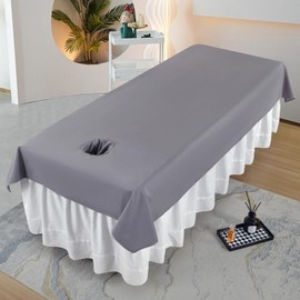 Massage Bed Sheet with Face Hole Beauty Salon Spa Bed Replacement Cover Waterproof Spa Treatment Massage Sheet Set Machine-Washable for Salons Spa and Therapists (200x120cm)