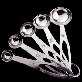 5-Piece Measuring Spoon Set, Stainless Steel, Dosing Spoon with Measuring Ruler for Baking Measurements, Drying Aid for Cooking and Baking, Coffee Measurement, Compact and Space-Saving Measuring Cup