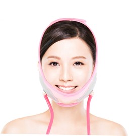 Baluue 1pc Inflatable Face Lifting Tool V-shaped Chin Tightening Mask for Women Convenient Face Shaping Strap Reduces Double Chin Safe Material for Reading and Sleeping Pink