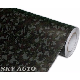 Sky Auto INC Digital Green Camouflage Vinyl Car Wrap Film Sheet + Free Cutter & Squeegee (10FT x 5FT/120" x 60")