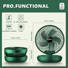 Chchmu USB Desk Fan Mini 8 Inch Foldable Desktop Table Fans 3 Speeds Personal Quiet Fan with Strong Airflow Portable Cooling Fan with Head Adjustable for Home Bedroom Office Table & Desktop, Green | Chchmu