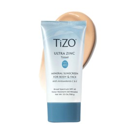 TIZO Ultra Zinc Protector solar para cuerpo y cara 100% mineral SPF40, Hidratante con color 100g
