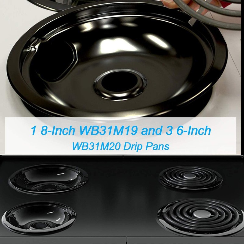 4 Pack Black Porcelain Burner Drip Pan By AMI PARTS