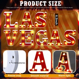 Aurelema Las Vegas Light up Letters Sign Party Decorations Battery Powered Marquee Lighted Sign LED Alphabet Letter Lights for Night Party Tabletop Decor Supplies