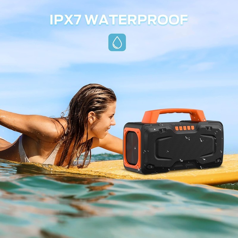 BUGANI Bluetooth Speaker, 80W Powerful Portable Wireless Speaker IPX7 Waterproof,