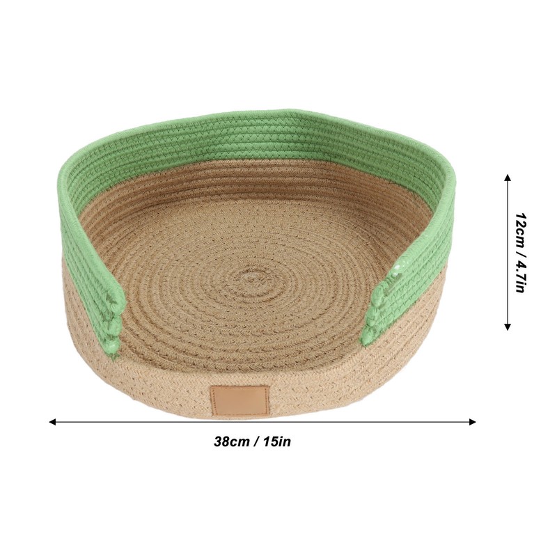 Round Cat Bed Cotton Rope Woven Basket Multipurpose Sleeping Scratching