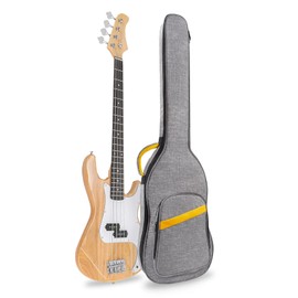 LETSROCK Bass Guitar Case, Bass Guitar Gig Bag 0.38 Inch Thick Padding Backpack Soft Electric Bass Guitar Bag Dual Adjustable Shoulder Strap Pocket & Neck Strap Gray