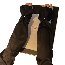 Yogwoo UV Protection, Sweat Absorbent, Quick Drying, High End Silk Material, Sun Protection Arm Cover with Pearl Buttons, For Office Women, For Work, Driving, Indoor Use, Elegant Sun Protection Sleeve