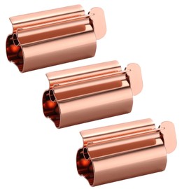 UDQYQ Tube Squeezer, Tube Press, Pack of 3 Toothpaste Squeezers, Stainless Steel Save Toothpaste, Totally Squeeze Out Empty Tubes, Stainless Steel Toothpaste Seat Holder with Stand Function (Coral)