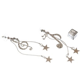 Miniblings Treble Clef Note Star Stud Earrings Treble Clef Glitter Handmade Fashion Jewellery I Earrings Stud Earrings, Metal