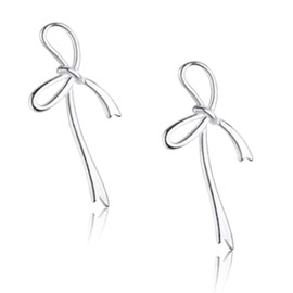 925 Sterling Silver Bow Stud Earrings, Bow Earrings, Silver Ribbon Butterfly Earrings, Fashion Earrings, Trendy Jewellery, Bowknot Stud Earrings Drops for Women
