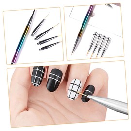 BIUDECO 5pcs Nail Art Pen Set Replacement Heads Nail Art Brush Set for Manicure Professional Tool Kit