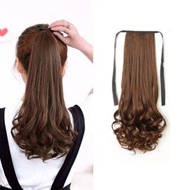 HAPVITAL Ponytail Point Wig, Ponytail Wig, Natural, Small Face Effect, Synthetic Hair, Fluffy Curly Hair Wig Wave, Natural, Long Hair One Touch, Women's Fashion (Light Brown, 17.7 inches (45 cm)