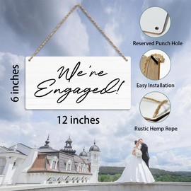 We're Engaged Rustic Engagement Party Decorations Wall Hanging Wedding Signs Wedding Accessories Stuff Wedding Decorations for Reception Wedding Party Wall Art Decor Wooden Sign Ring Bearer Sign