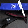FOLDING BARBER SHAVETTE RAZOR/STRAIGHT CUT THROAT RAZOR IN MAROON (NO