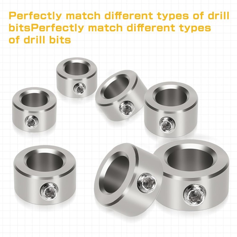 Set of 14 Depth Stop Rings 3/4/5/6/8/10/12/16 mm Locking Ring