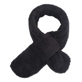 Pesaat Winter Kids Fleece Scarf Solid Baby Boys Girls Scarves Wrap Cross Collar Children Neck Warmer for Toddler 1-6Y (Black)