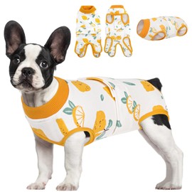 AOFITEE Dog Bodysuit After Op, Dog Bodysuit After Surgery , Cosy Surgical Body Dog, Dog Bodysuit After Castration Male, Leak Protection Dog with Pee Hole for Abdominal Wounds, Lemon 2XL