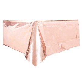 TRIXES Rose Gold Plastic Tablecloth - Party Supplies - Metallic Table Cover - Party Decorations - Hen Party Accessories - Engagement Decorations - 4.5ft x 9ft