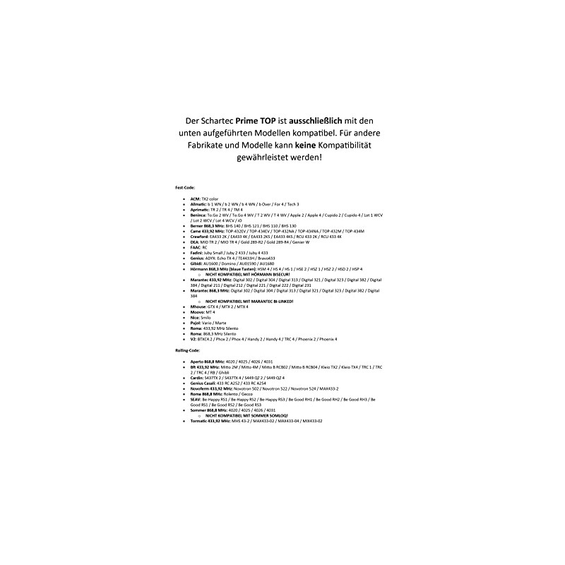 Universal Handheld Transmitter Prime 433-868 MHz Remote Control Garage Door