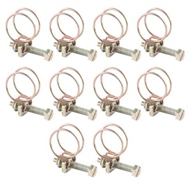 Pack of 10 Water Hose Barb Clamp Adjustable Stainless Steel Comfortable Double Wire Tube Clip Hoop Sanitary Closure (16 mm - 19 mm)