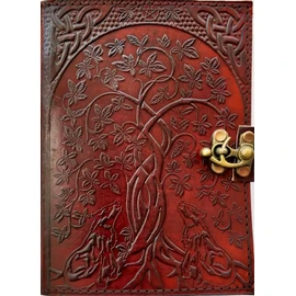 URBAN LEATHER Wolf & Tree Vintage Old Journal for Men Women to Write in, Artist Drawing Sketchbook Scrapbook Writing Notebook for Him & Her, Thick Blank Unlined Pages