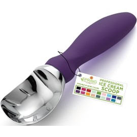 Spring Chef Ice Cream Scoop with Soft Grip Handle, Professional Heavy Duty Sturdy Scooper, Premium Kitchen Tool for Cookie Dough, Gelato, Sorbet, Purple