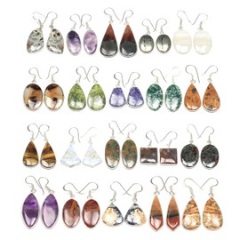 Silver Carats Gemstone Earrings Set for Women - Drop & Dangle Earrings, Assorted Earring Set (5 Pairs)
