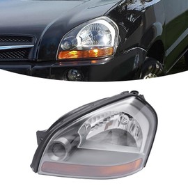 PIAOYUE- For 2005 2006 2007 2008 2009 Hyundai Tucson Headlight Halogen Headlamp Left Driver Side Gray Housing Smoke Tinted Lens